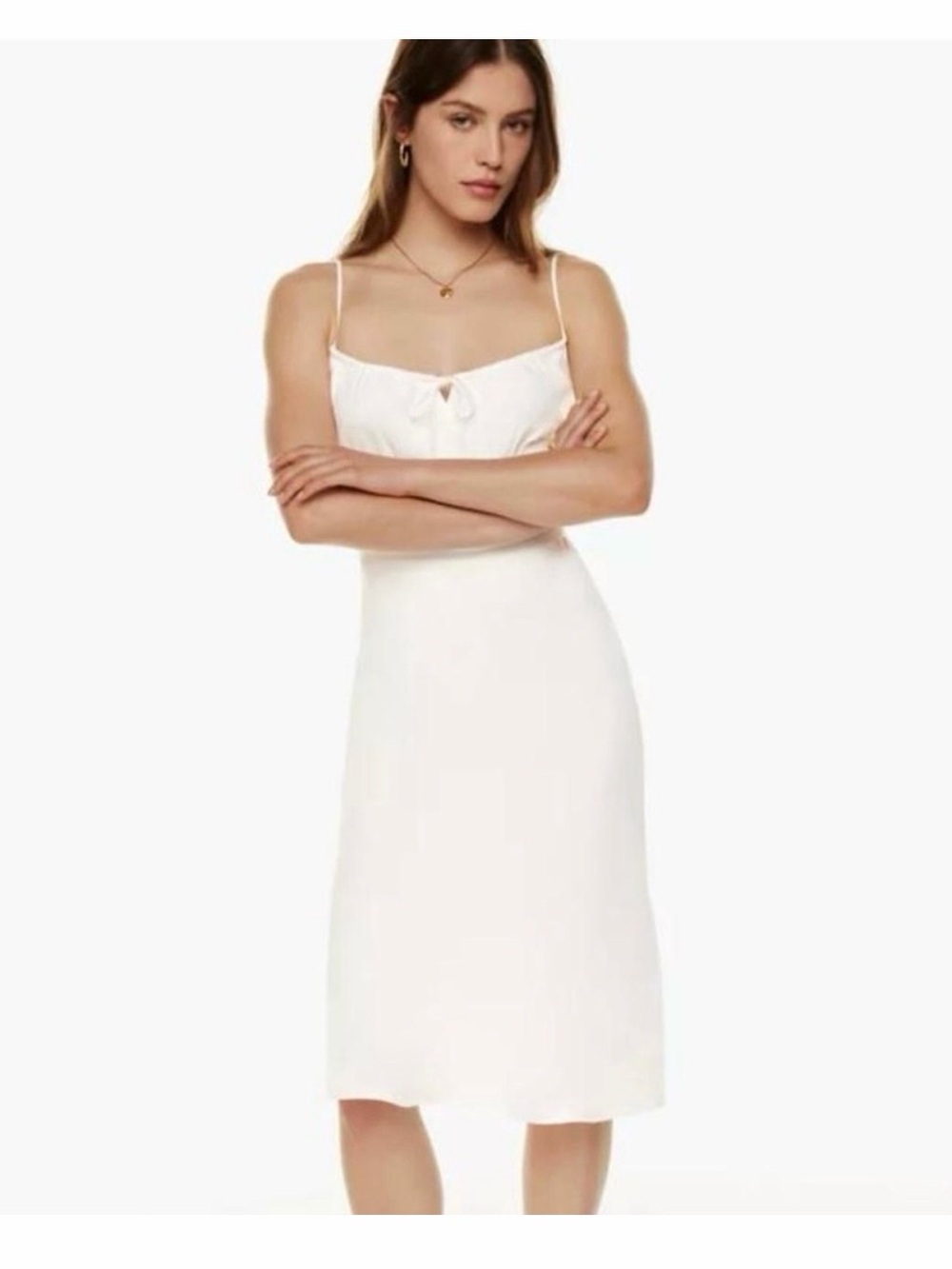 Aritzia Wilfred bellow midi dress light birch size 2